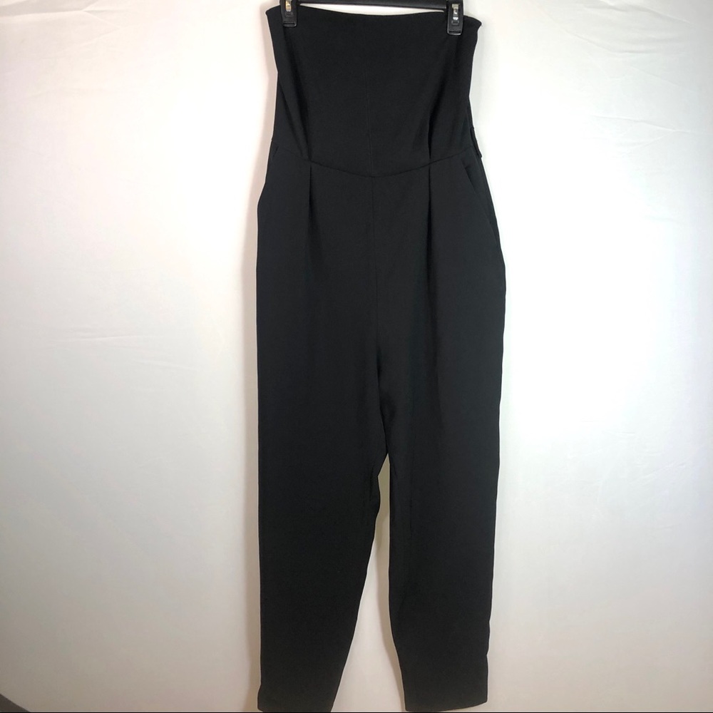 Zara Basic Strapless Black Tuxedo Style Jump Suit